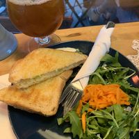 Vegan grilled cheese sandwich  at Kafe Chaos in Bergen