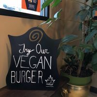 Proudly promoting a vegan menu item! at Hills' in Spokane