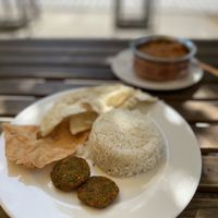 Business lunch - 2) Hara Bhara Kebab, Papadam, rice, naan  at Wok n Kurry in Riga