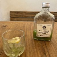 Centrifugato artigianale: green vegetable, apple, guava, chia seed, celery  at Ohkajhu Organic Restaurant in Bangkok