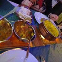 vegan dishes: vegetables, rice and curry sauce at Kitchens Of India in Bremen