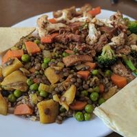 Carribean & Jerk Tofu Plate at M&Js Eatery in Bedford