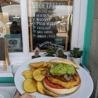 chickpea burger at Rancho Chico in Suances