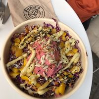 Vegan salad with beetroot hummus   at Rubik's Superfood & Coffee in Patras