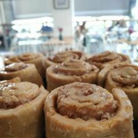 Vegan cinnamon rolls at Rubik's Superfood & Coffee in Patras