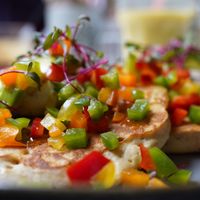 Red pesto pancakes 😋 at Rubik's Superfood & Coffee in Patras