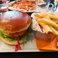 Burger and pizza at Bastion Bistro in Helsinki