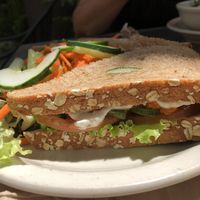 Vegan “Yamoli” Sandwich: Yam, Cashew Cheese, & Veggies  at Food and Thought in Naples