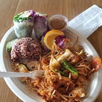 Pad Thai lunch special with spring rolls instead of egg rolls at Thai East Wind in Santa Monica