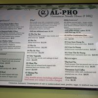 Menu at Al Pho in Santa Maria