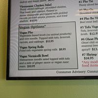 Vegan menu at Al Pho in Santa Maria