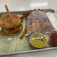 Vegan Buffalo Burger and Sweet Potato Fries 😛  at Next Level Burger - Potrero Hill in San Francisco