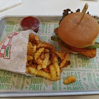 Crispy chick'n burger and large frice at Next Level Burger - Potrero Hill in San Francisco