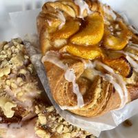 Balsamic strawberry walnut ring and peach danish  at Sweetpea Baking Company in Portland