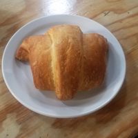 Croissant with imitation meat inside at Sweetpea Baking Company in Portland