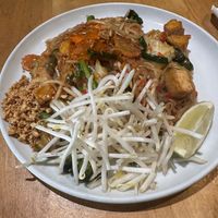 Vegan Pad Thai with tofu and veggies prepared medium spicy  at Thai Canteen in Davis