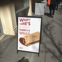 Sign for wraps (they have two types of vegan wraps--though only one was available when I visited today). at Pret A Manger - 6th & 20th in New York City