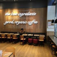 Comfortable seating indoors at Pret A Manger - 36th and 5th in New York City