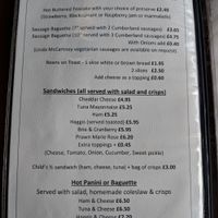 Lunch menu at Ardnamurchan Natural History Visitor Centre in Acharacle