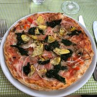 Pizza with spinach and coconut cheese at Gran Sasso Pizzeria in Bingen Am Rhein