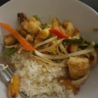 Lightly battered salt and chilli vegetables and coconut rice at Banana Leaf - Byres Rd in Glasgow