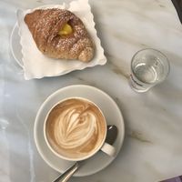 pistachio custard filled croissant at Antico Caffe Scaletto in Bologna