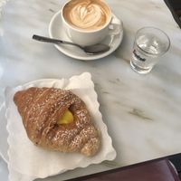 cappuccino and vegan croissant at Antico Caffe Scaletto in Bologna