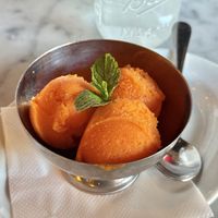 Carrot ginger sorbet   at Enoteca Maria in Staten Island