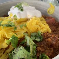 Chili bowl with coconut sour cream at Le Botaniste - Soho in New York City