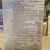 Menu as at 27/6/19 at Sala in Ho Chi Minh City