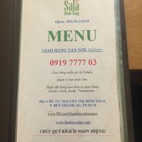 Menu at Sala in Ho Chi Minh City