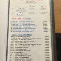 Menu at Sala in Ho Chi Minh City