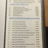 Menu at Sala in Ho Chi Minh City