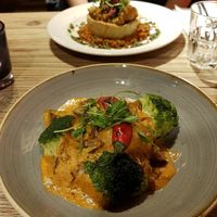 Vegan curry and vegan tart. Both super tasty! at The Queen & Castle in Kenilworth
