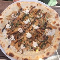 Oyster mushroom white pizza at Tanner in Helsinki