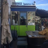 The Garaboza stand from their seating at Garbanzo - Falafel & Hummus Bar in Vienna