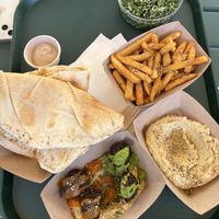 Hummus, falafel, tabbouleh and zaatar fries   at Garbanzo - Falafel & Hummus Bar in Vienna