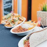 Mexican burrito's, taco's, chili sin carne, nacho's with homemade vegan cheese... at Ecotarier Foodtruck in Antwerpen