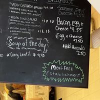 Half of the menu. There is more like bagels, breakfast and croissants! Note that it is meat-free!   at Bake Shop in Brooklyn