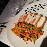 Tofu with vegetables! Yum at Ristorante Pizzeria La Roche in Marnega Brenzone Sul Garda