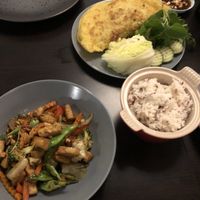 Tofu stir fry. Crepe/pancakes with tofu stuffing  at Khmer Cuisine in Copenhagen