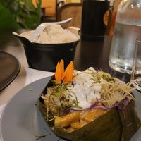 Amok - Khmer national dish. Served with rice. at Khmer Cuisine in Copenhagen