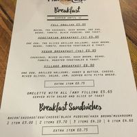 Breakfast menu at Cafe Marmalade in Liverpool