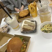 Buffalo Ranch Chikn, Smoky BBQ burger, fries, slaw, cake, mousse, kombucha & shakes   at Unburger Grill in Dearborn