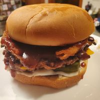 Sweet BBQ burger (old packaging) at Unburger Grill in Dearborn