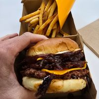 Smoky sweet BBQ. Got so messy that I had to eat it with fork and knife. at Unburger Grill in Dearborn