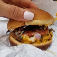 Ultimate Patty in Mushroom Swiss Burger at Unburger Grill in Dearborn