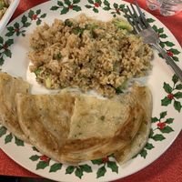 Veggie fried rice and scallion pancakes  at Yum Yum Dumplings in Centereach