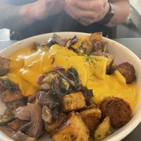 Beyond sausage cheezy hash  at Sweet Pea Cafe & Playhouse in Edmonton