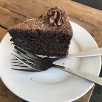 3 Layer Chocolate Crunch Cake
great to share with a friend! 
Very yummy! Just the perfect balance, not too sweet!  at Sweet Pea Cafe & Playhouse in Edmonton